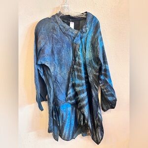 Tatiana Palnitska Silk Tunic Blue Gray Art to Wear OS $1480